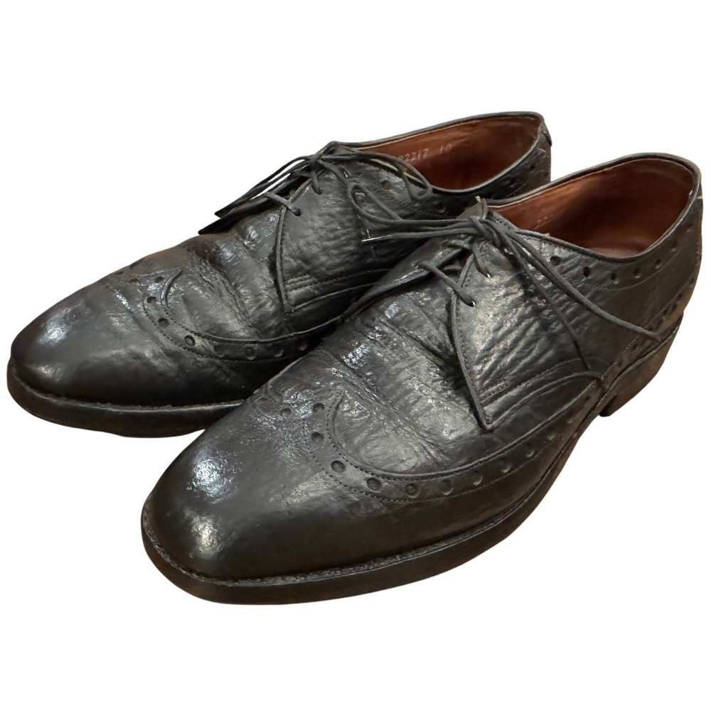 Allen Edmonds Nassau Black Sharkskin Wingtip Oxford Shoes Mens 8 E 22217